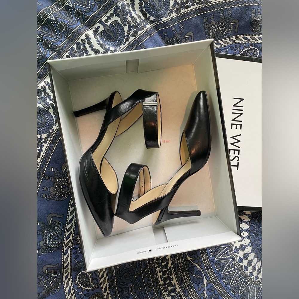 Nine West Black Heels with Ankle Strap